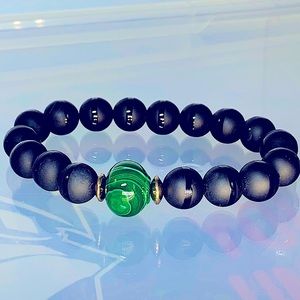 ONYX + AGATE NATURAL BRACELET size 7”